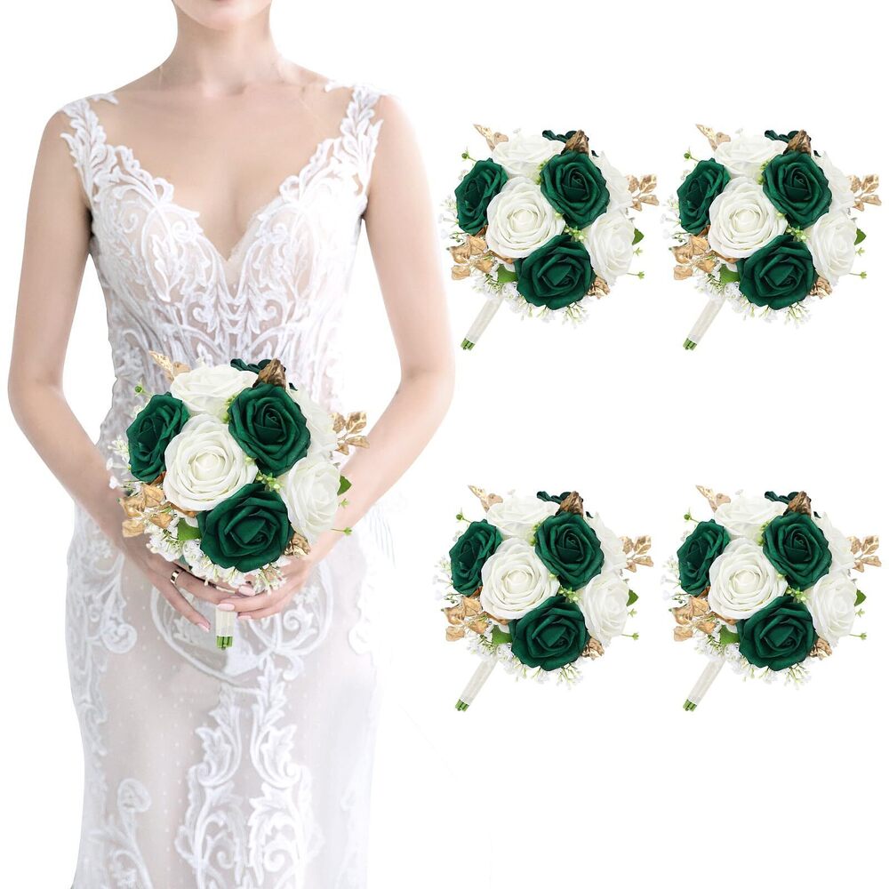 6032 Wedding Bridesmaid Bouquet Set of 4 - Artificial Flowers Bouquets